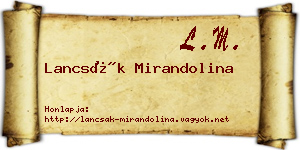 Lancsák Mirandolina névjegykártya